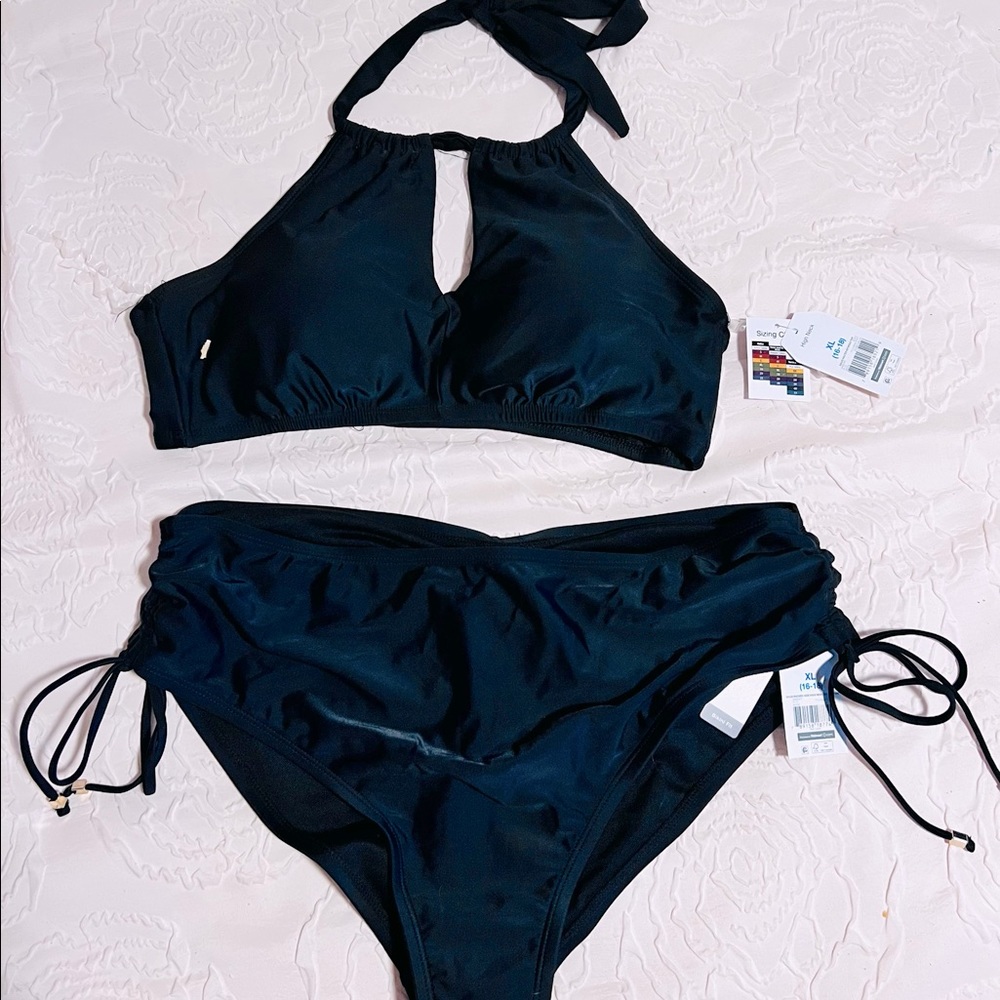 Ruched High Waisted 2 piece Swimsuit